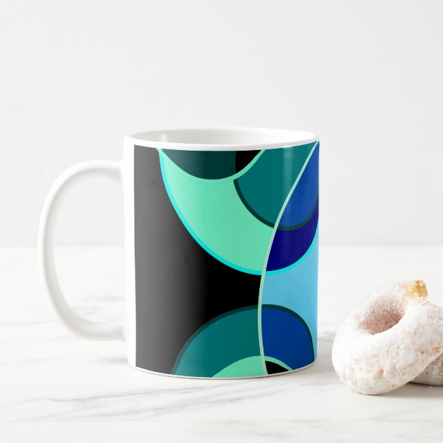 Blaue und grüne Kreise Kaffeetasse (Mit Donut)
