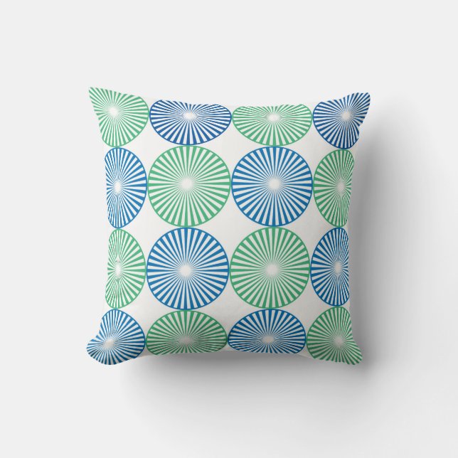 Blaue und grüne Kreise Kissen (Vorderseite)