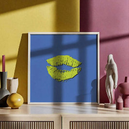 Blaue und grüne küssende Lippen Poster