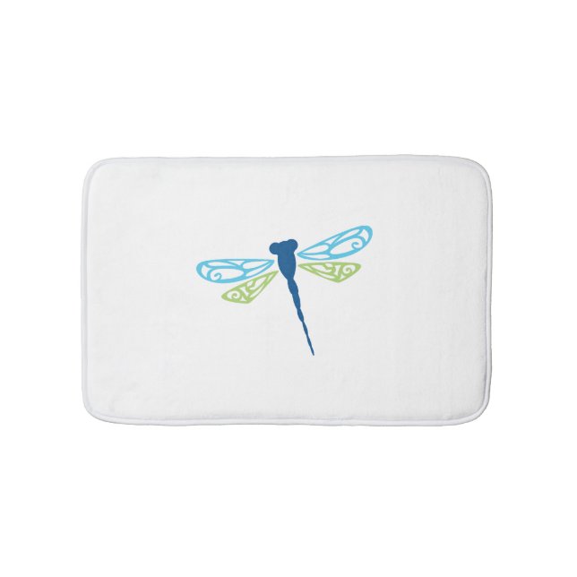 Blaue und grüne Libelle Badematte (Vorderseite)