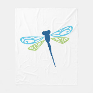 Blaue und grüne Libelle Fleecedecke