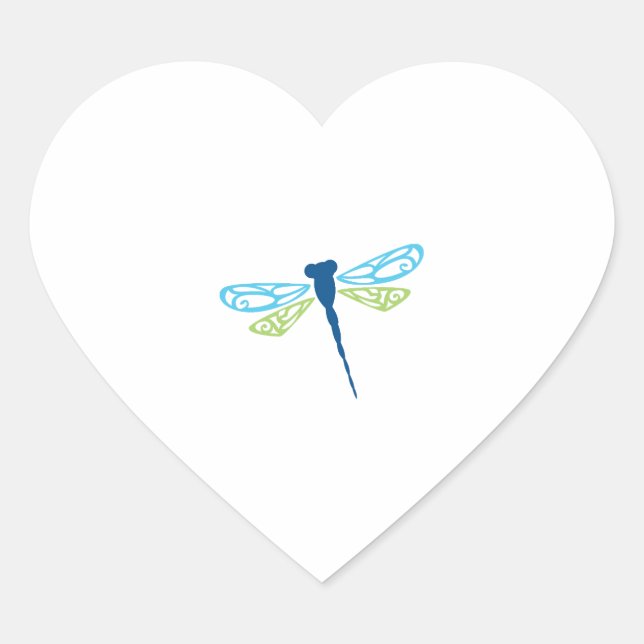 Blaue und grüne Libelle Herz-Aufkleber (Vorderseite)