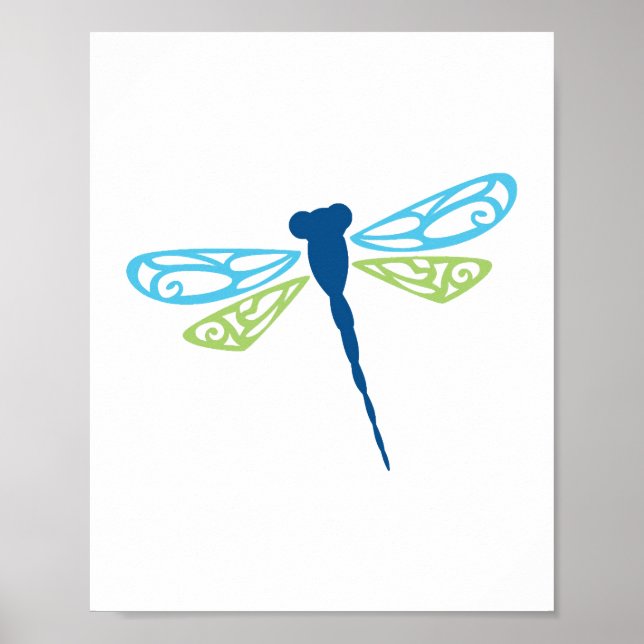 Blaue und grüne Libelle Poster (Vorne)