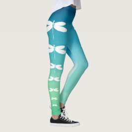 Blaue und grüne Libellen-Leggings Leggings