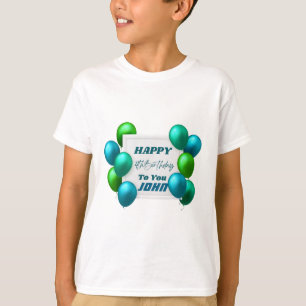 Blaue und grüne Luftballons 4. Geburtstag Benutzer T-Shirt
