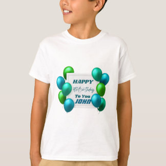 Blaue und grüne Luftballons 4. Geburtstag Benutzer T-Shirt
