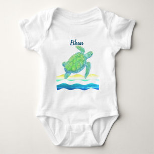 Blaue und grüne Meeresschildkröte Baby Strampler
