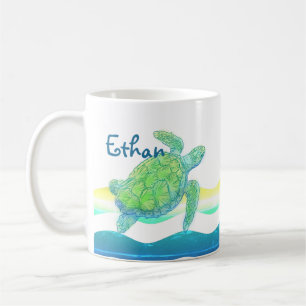 Blaue und grüne Meeresschildkröte Kaffeetasse