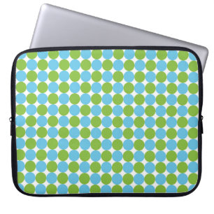 Blaue und grüne Polka-Punktmuster Laptopschutzhülle
