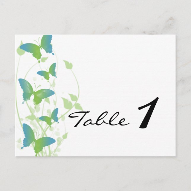 Blaue und grüne Schmetterlingsweine Hochzeitsszene Postkarte (Vorderseite)