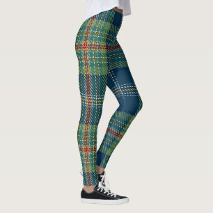 Blaue und grüne schottische Tartan-Karo Leggings