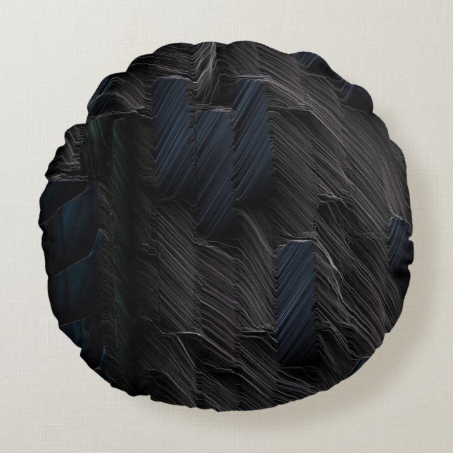 Blaue und grüne Stifte auf blauem Kunststoffbehält Rundes Kissen (Vorderseite)