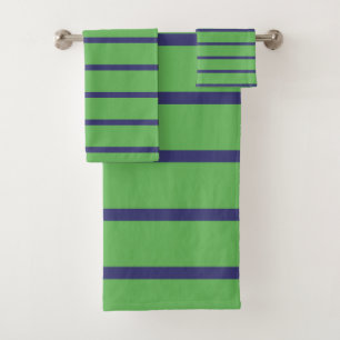 Blaue und grüne Streifen Badhandtuch Set