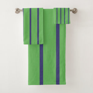 Blaue und grüne Streifen Badhandtuch Set