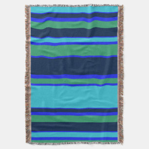 Blaue und grüne Streifen Decke