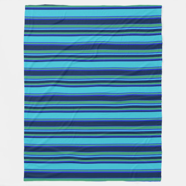 Blaue und grüne Streifen Fleecedecke (Vorderseite)
