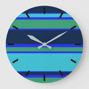 Blaue und grüne Streifen Große Wanduhr