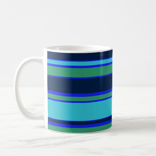 Blaue und grüne Streifen Kaffeetasse (Links)