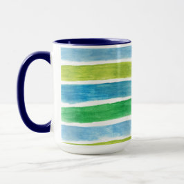 Blaue und grüne Streifen Wasserfarbe Tasse