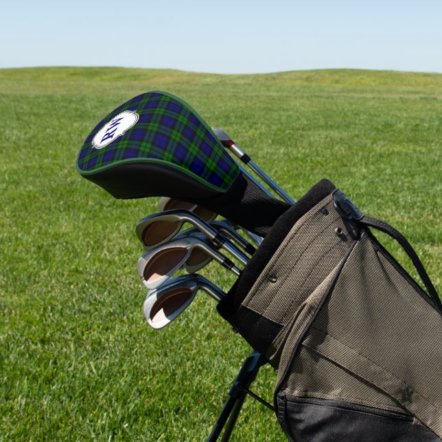 Blaue und grüne Tartan-Karo-Monogramm Golf Headcover (In SItu)