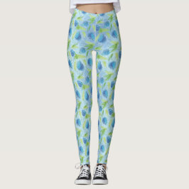 Blaue und grüne Tulips Leggings
