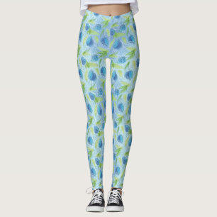 Blaue und grüne Tulips Leggings