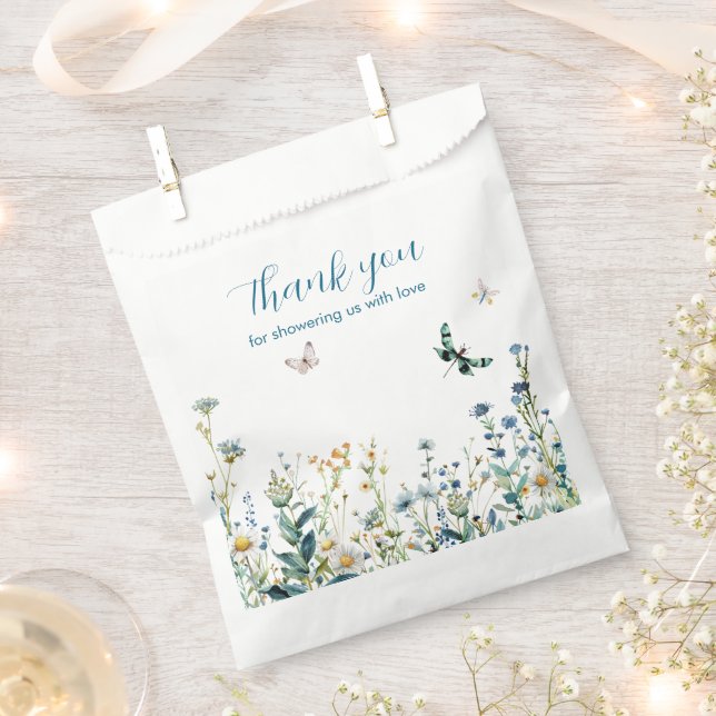 Blaue und grüne Wildblume Geschenktütchen (Ausgeschnitten)