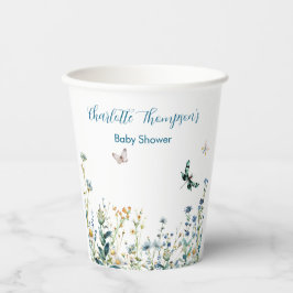 Blaue und grüne Wildblume Pappbecher