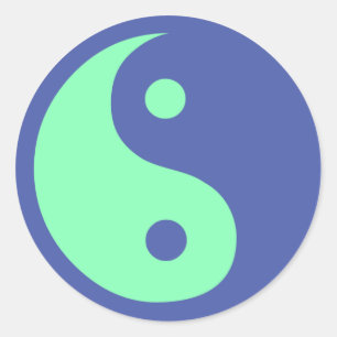 Blaue und grüne Ying Yang Symbol-Aufkleber Runder Aufkleber