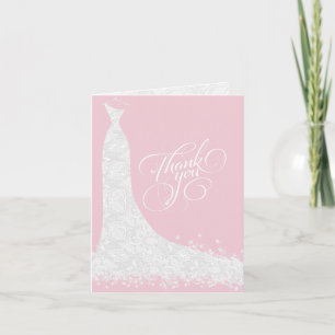 Blaue und hellrosa Hochzeitskleid-Dankeskarten Dankeskarte