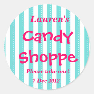blaue und knallrosa Candy Shoppe Aufkleber