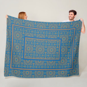 Blaue und Kupfer-Tribal-Fleece-Decke Fleecedecke