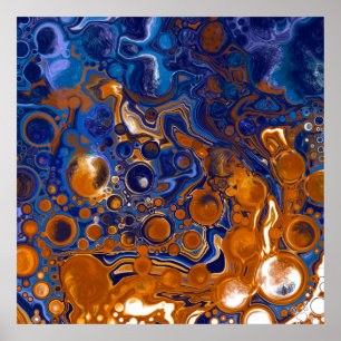 Blaue und kupferne abstrakte moderne Kunst Poster