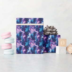 Blaue und Lila Abstrakte Ölfarbe Geschenkpapier