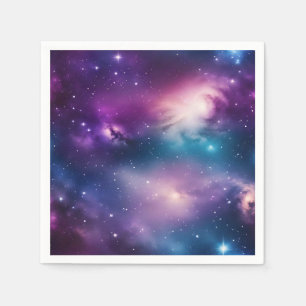 Blaue und Lila Aquarellgalaxie Serviette