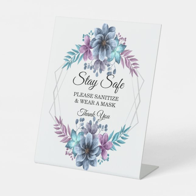 Blaue und Lila Flora und Fauna Sockelschild (Vorderseite)