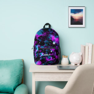 Blaue und Lila Galaxie-Individuelle Name Bedruckter Rucksack