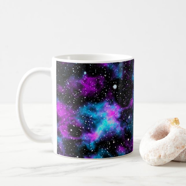 Blaue und Lila Galaxy Space Tasse (Mit Donut)