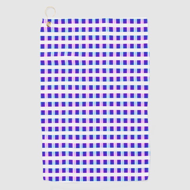 blaue und lila gestreifte elektrische Retro Golfhandtuch (Vorderseite)
