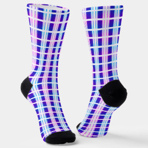 blaue und lila gestreifte elektrische Retro Socken