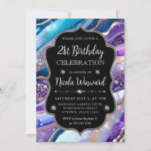 Blaue und Lila Glitzer Marble Agate 21. Geburtstag