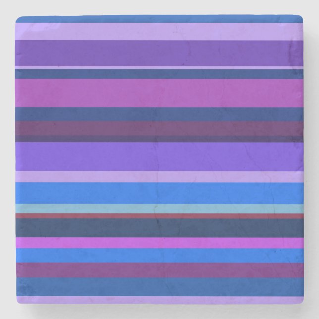 Blaue und lila horizontale Streifen Steinuntersetzer (Vorderseite)