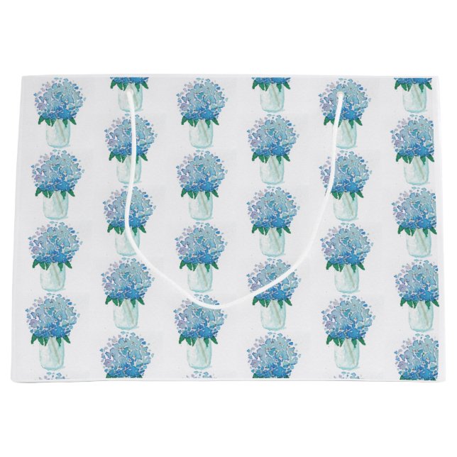 Blaue und Lila Hydrangea Große Geschenktüte (Vorderseite)