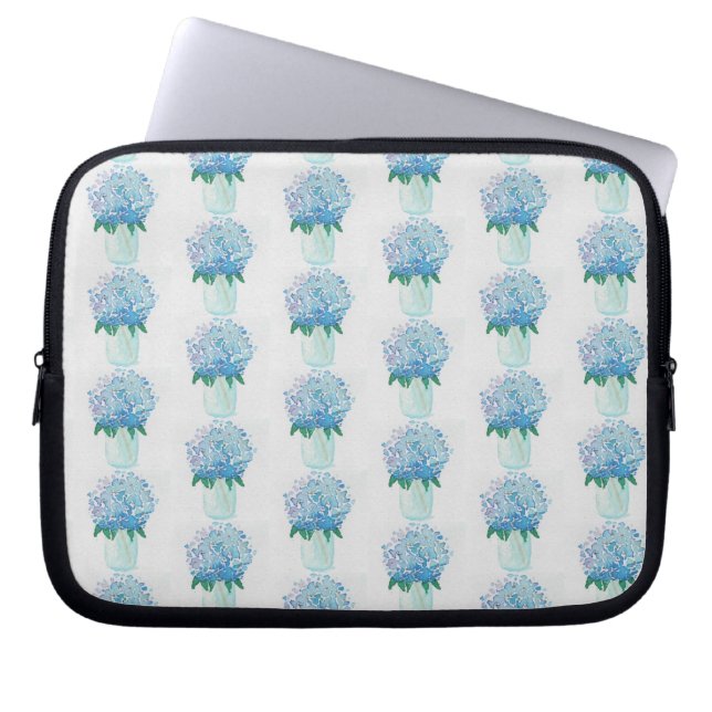 Blaue und Lila Hydrangea Laptopschutzhülle (Vorderseite)