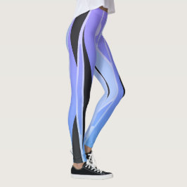 Blaue und Lila Leggings mit schwarzen Streifen