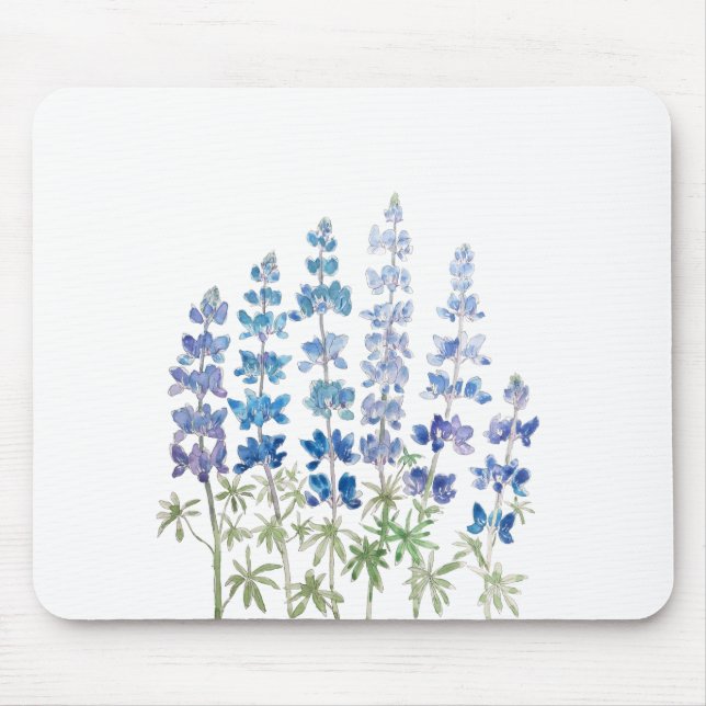 blaue und lila Lupine-Blume Mousepad (Vorne)