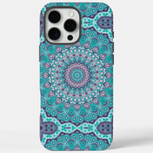 Blaue und Lila Mandala Kaleidoscope Medallion iPhone 16 Pro Max Hülle