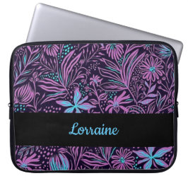 Blaue und lila neonale Blume Laptopschutzhülle