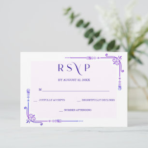 Blaue und Lila Orchid-Hochzeit RSVP Karte