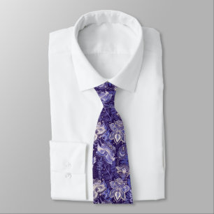 Blaue und Lila Paisley Krawatte